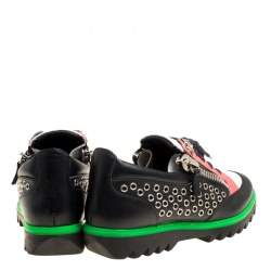 Pre Owned Giuseppe Zanotti Multicolor Leather Stud Detail Lace Up Sneakers Size 36