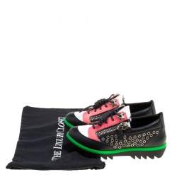 Pre Owned Giuseppe Zanotti Multicolor Leather Stud Detail Lace Up Sneakers Size 36