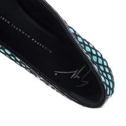 Pre Owned Giuseppe Zanotti Green/Black Suede and Fabric Cap Toe Ballet Flats Size 38