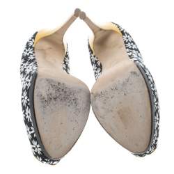 مملوكة مسبقًا حذاء كعب عالي جوسيبي زانوتي مقدمة مفتوحة وقماش متعدد الألوان مقدمة مفتوحة نعل سميك مقاس 39