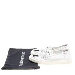 Giuseppe Zanotti White Perforated Leather Metal Cap Toe Skate Sneakers Size 40