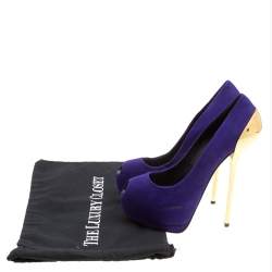 Pre Owned Giuseppe Zanotti Purple Suede Peep Toe Platform Pumps Size 38.5