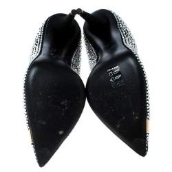 Pre Owned Giuseppe Zanotti Black Crystal Embellished Suede Ester Pointed Toe Pumps Size 37