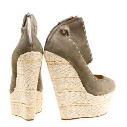 Pre Owned صندل جوسيبي زانوتي نعل روكي اسبادريل سويدي أخضر زيتوني مقاس 38