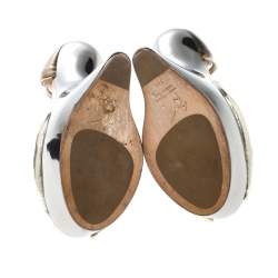 Giuseppe Zanotti Two Tone Leather Heelless Peep Toe Platform Pumps Size 38.5