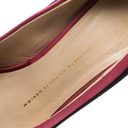 Giuseppe Zanotti Black/Pink Suede and Satin Peep Toe Platform Pumps Size 38