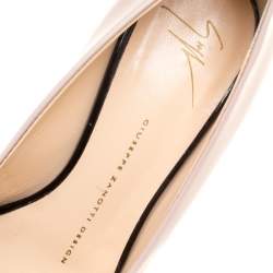 مملوكة مسبقًا Giuseppe Zanotti Beige Patent Leather Wedge Heel Peep Toe Pumps Size 38