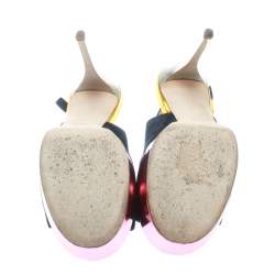 Giuseppe Zanotti Multicolor Suede And Leather Peep Toe Platform Slingback Sandals Size 36.5