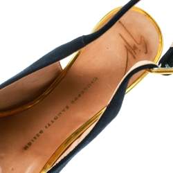 Giuseppe Zanotti Multicolor Suede And Leather Peep Toe Platform Slingback Sandals Size 36.5