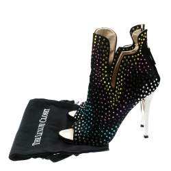 Pre Owned حذاء بوت كاحل جوسيبي زانوتي سويدي مزخرف كريستال متعدد الألوان أسود مقاس 39