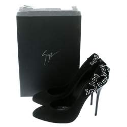 Pre Owned حذاء كعب عالي جوسيبي زانوتي سويدي مزخرف فيونكة كريستال أسود مقاس 40