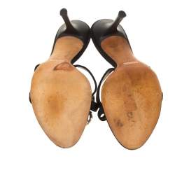 مملوكة مسبقًا Giuseppe Zanotti Black Satin Crystal Crab Embellished Strappy Slides Size 41