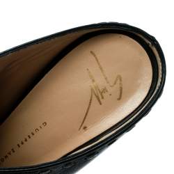 Giuseppe Zanotti Black Leather Espadrille Wedge Peep Toe Mules Size 38