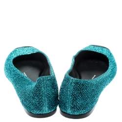 Pre Owned Giuseppe Zanotti Blue Lurex Fabric And Patent Leather Cap Toe Ballet Flats Size 36