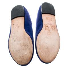 Giuseppe Zanotti Blue Suede Crystal Embellished Ballet Flats Size 36