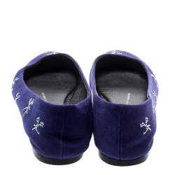 Giuseppe Zanotti Blue Suede Crystal Embellished Ballet Flats Size 36