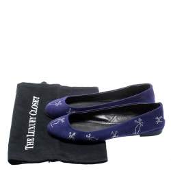 Giuseppe Zanotti Blue Suede Crystal Embellished Ballet Flats Size 36