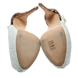 مملوكة مسبقًا Giuseppe Zanotti White Python Embossed Leather Peep Toe Platform Slingback Sandals Size 40