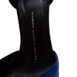Giuseppe Zanotti Blue/Black Suede Peep Toe Ankle Strap Platform Sandals Size 39