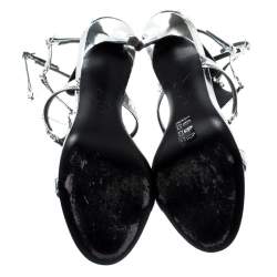 Pre Owned صندل جوسيبي زانوتي سيور جلد فضي ميتالك مقاس 38