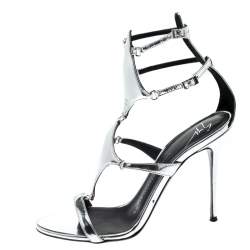 Pre Owned صندل جوسيبي زانوتي سيور جلد فضي ميتالك مقاس 38