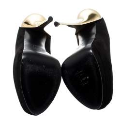 Pre Owned حذاء كعب عالي جوسيبي زانوتي شارون سويدي أسود مقدمة مفتوحة نعل سميك مقاس 37