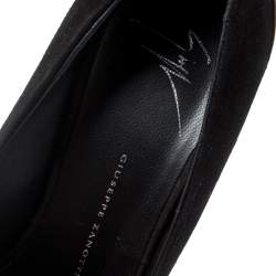 Pre Owned حذاء كعب عالي جوسيبي زانوتي شارون سويدي أسود مقدمة مفتوحة نعل سميك مقاس 37