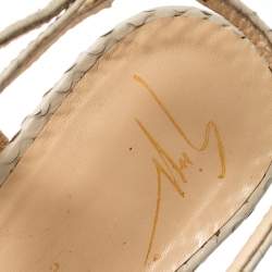 Giuseppe Zanotti Beige Python Embossed Leather T Strap Platform Sandals Size 39