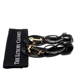 Pre Owned صندل جوسيبي زانوتي فلات سير أنكور ذهبي جلد أسود مقاس 37