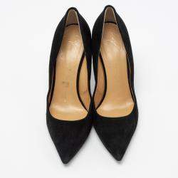 Pre Owned حذاء كعب عالي جوسيبي زانوتي مقدمة مدببة سويدي أسود مقاس 38