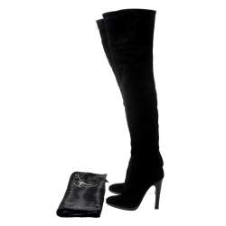 Pre Owned بوت جوسيبي زانوتي سويدي أسود للركبة مقاس 38.5