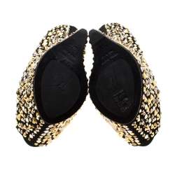 مملوكة مسبقًا Giuseppe Zanotti Black Suede Crystal Embellished Exaggerated Wedge Platform Pumps Size 36.5