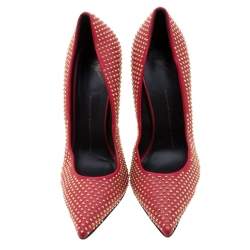 Giuseppe Zanotti Red Leather Stud Embellished Ester Pointed Toe Pumps Size 39