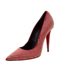 Giuseppe Zanotti Red Leather Stud Embellished Ester Pointed Toe Pumps Size 39