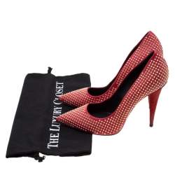 Giuseppe Zanotti Red Leather Stud Embellished Ester Pointed Toe Pumps Size 39