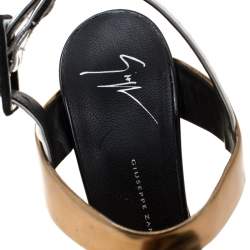 Pre Owned Giuseppe Zanotti Metallic Gold And Silver Leather Platform Wedge Strappy Sandals Size 40