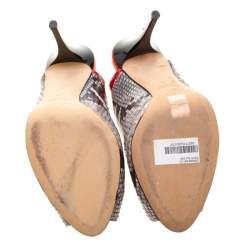 مملوكة مسبقًا Giuseppe Zanotti Beige Python Embossed Leather Peep Toe Slingback Sandals Size 38