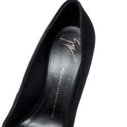 مملوكة مسبقًا حذاء كعب عالي جوسيبي زانوتي سويدي أسود مقدمة مفتوحة نعل سميك مقاس 40