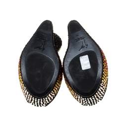 Pre Owned Giuseppe Zanotti Black Suede Embellished Sculpted Wedge Slingback Sandals Size 38