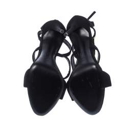 Pre Owned Giuseppe Zanotti Black Suede Embellished Ankle Strap Sandals Size 38