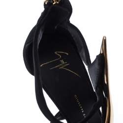 Pre Owned Giuseppe Zanotti Black Suede Embellished Ankle Strap Sandals Size 38