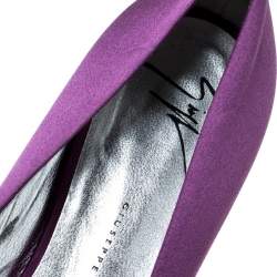 Pre Owned Giuseppe Zanotti Purple Satin Flower Detail Ballet Flats Size 36.5