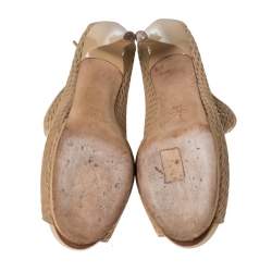 Pre Owned Giuseppe Zanotti Beige Leather Cut Out Peep Toe Ankle Booties Size 37.5