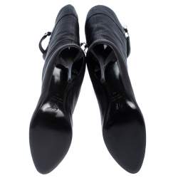 Pre Owned حذاء بوت ركبه جوسيبي زانوتي جلد أسود مقاس 40