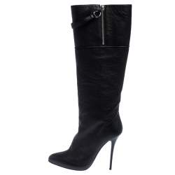 Pre Owned حذاء بوت ركبه جوسيبي زانوتي جلد أسود مقاس 40