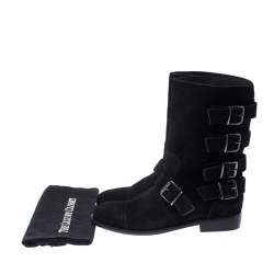 Pre Owned حذاء بوت كاحل جوسيبي زانوتي إبزيم جلد سويدي أسود مقاس 38