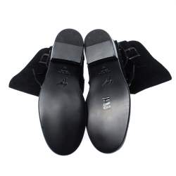 Pre Owned حذاء بوت كاحل جوسيبي زانوتي إبزيم جلد سويدي أسود مقاس 38