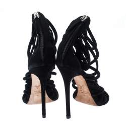Pre Owned Giuseppe Zanotti Black Suede Runway Strappy Sandals Size 40