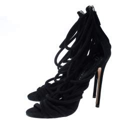 Pre Owned Giuseppe Zanotti Black Suede Runway Strappy Sandals Size 40