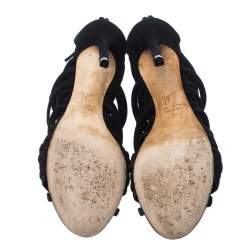 Pre Owned Giuseppe Zanotti Black Suede Runway Strappy Sandals Size 40